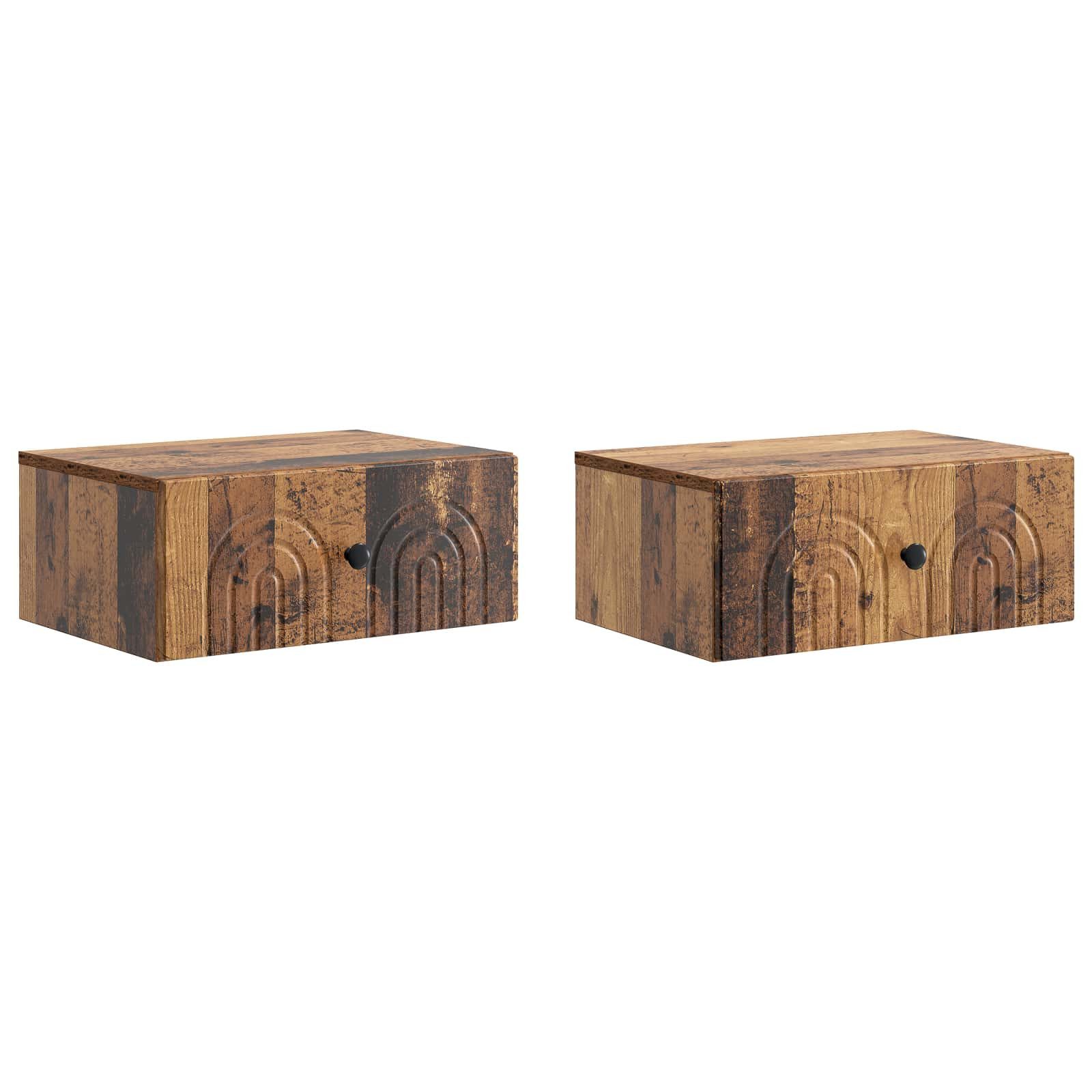 furnicato Kleiderschrank Nachttisch Set 2-teilig 49 x 34,5 x 20 cm Altholz Schubladenschrank mit viel Stauraum für Schlafzimmer und Wohnzimmer