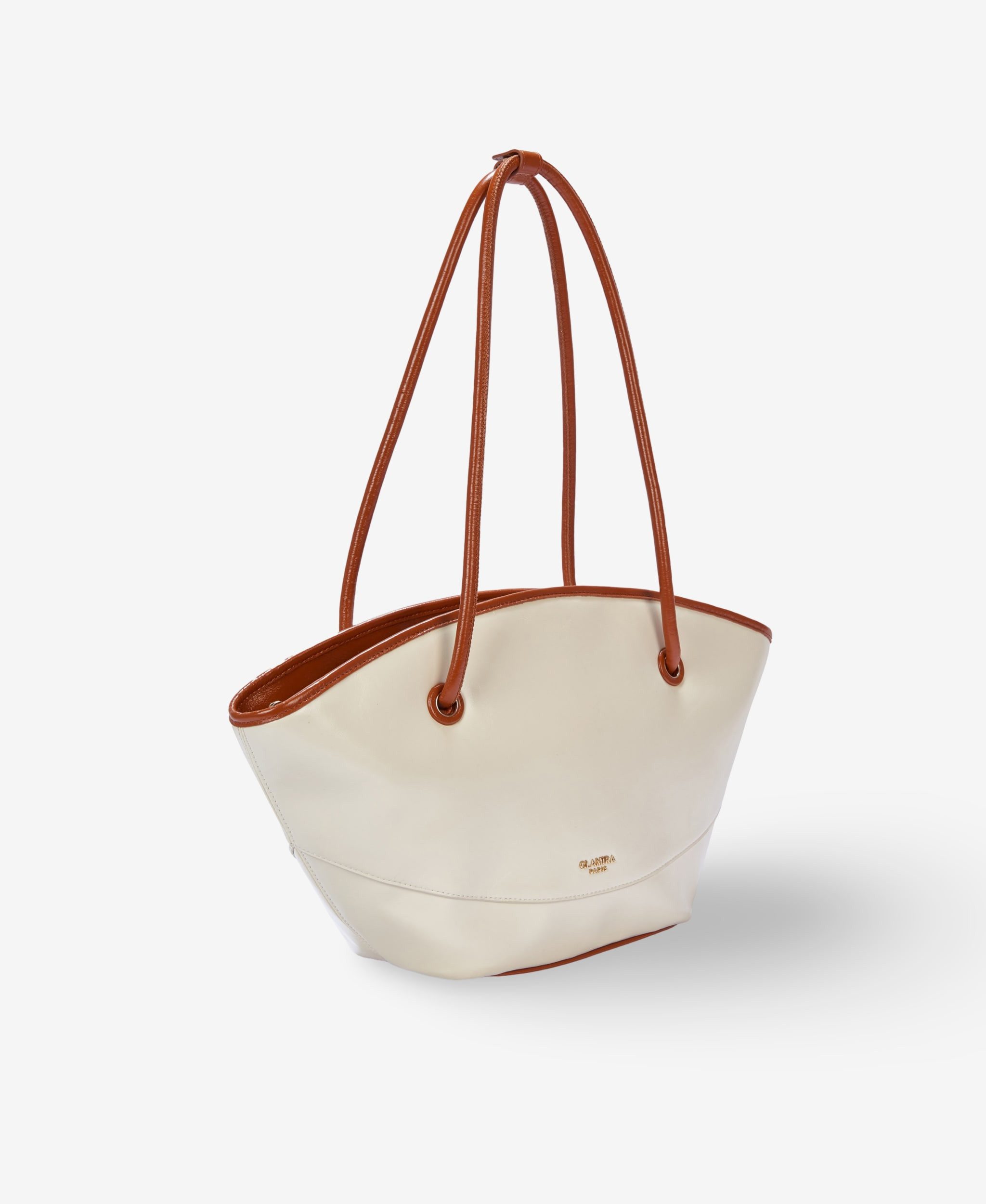 GLAMIRA Schultertasche Rustic Allure Weiße Schultertasche (1-tlg), echt Leder, mit Reißverschluss, schützende Metallfüße