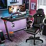 Gamingtisch+Schwarz/RGB Licht Stuhl