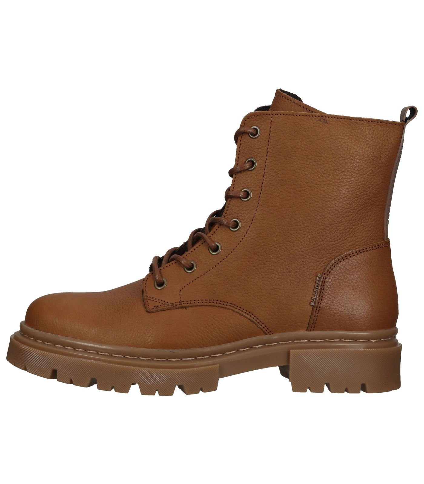 Tan Stiefelette Leder Schnürstiefelette Bullboxer