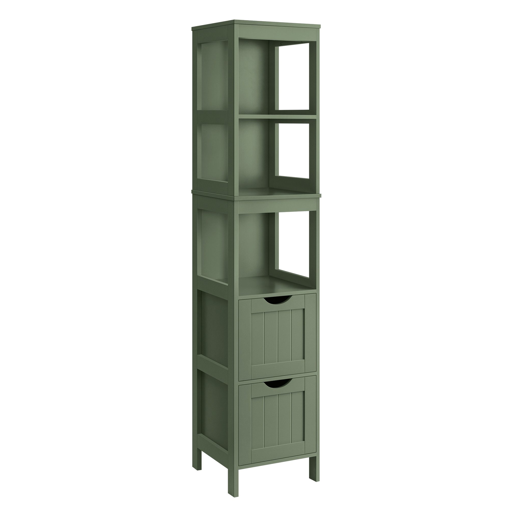 VASAGLE Badkommode Hochschrank Badezimmerschrank, 2 Schubladen, 30 x 30 x 141,5 cm, für Badezimmer, Wohnzimmer, freistehend, modern