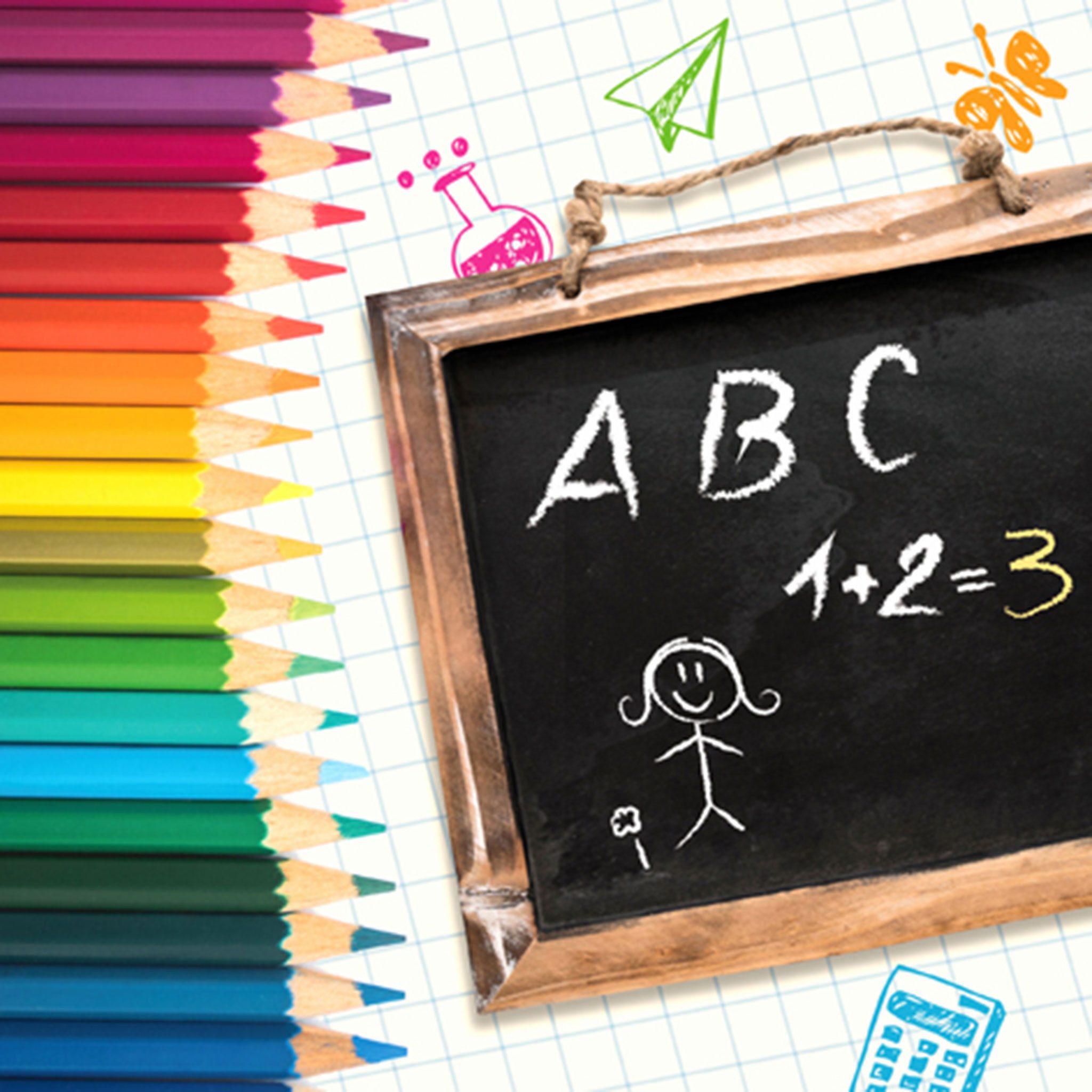 ti-flair Papierserviette, Servietten Papier 33x33cm 3-lagig Schule Motiv 20 Stück Bunt