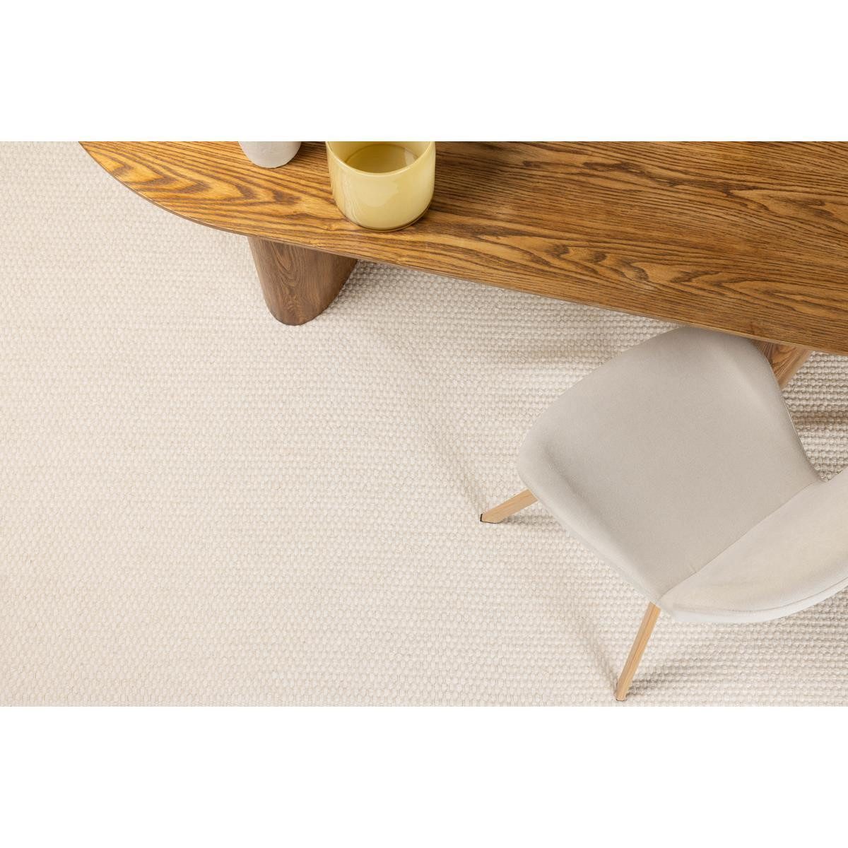 BOURGH Wollteppich VILMA Teppich - Wolle 200x290cm - Off White, eckig, Höhe: 10 mm, Gefertigt aus Wolle mit Baumwolle