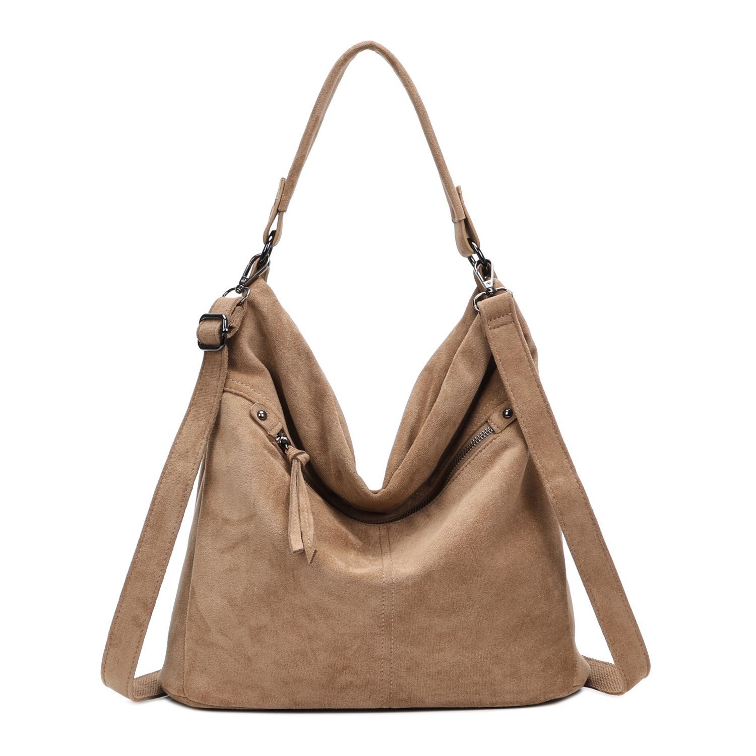 Schultertasche Damen Tasche Samt Shopper Hobo-Bag Umhängetasche Wildleder-Optik Reise