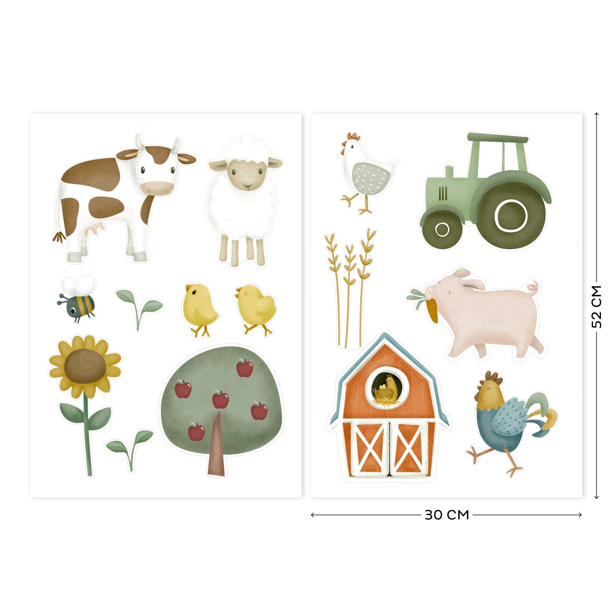 LITTLE DUTCH Wandsticker Little Farm (Set), Selbstklebend (2x - 42x30cm)