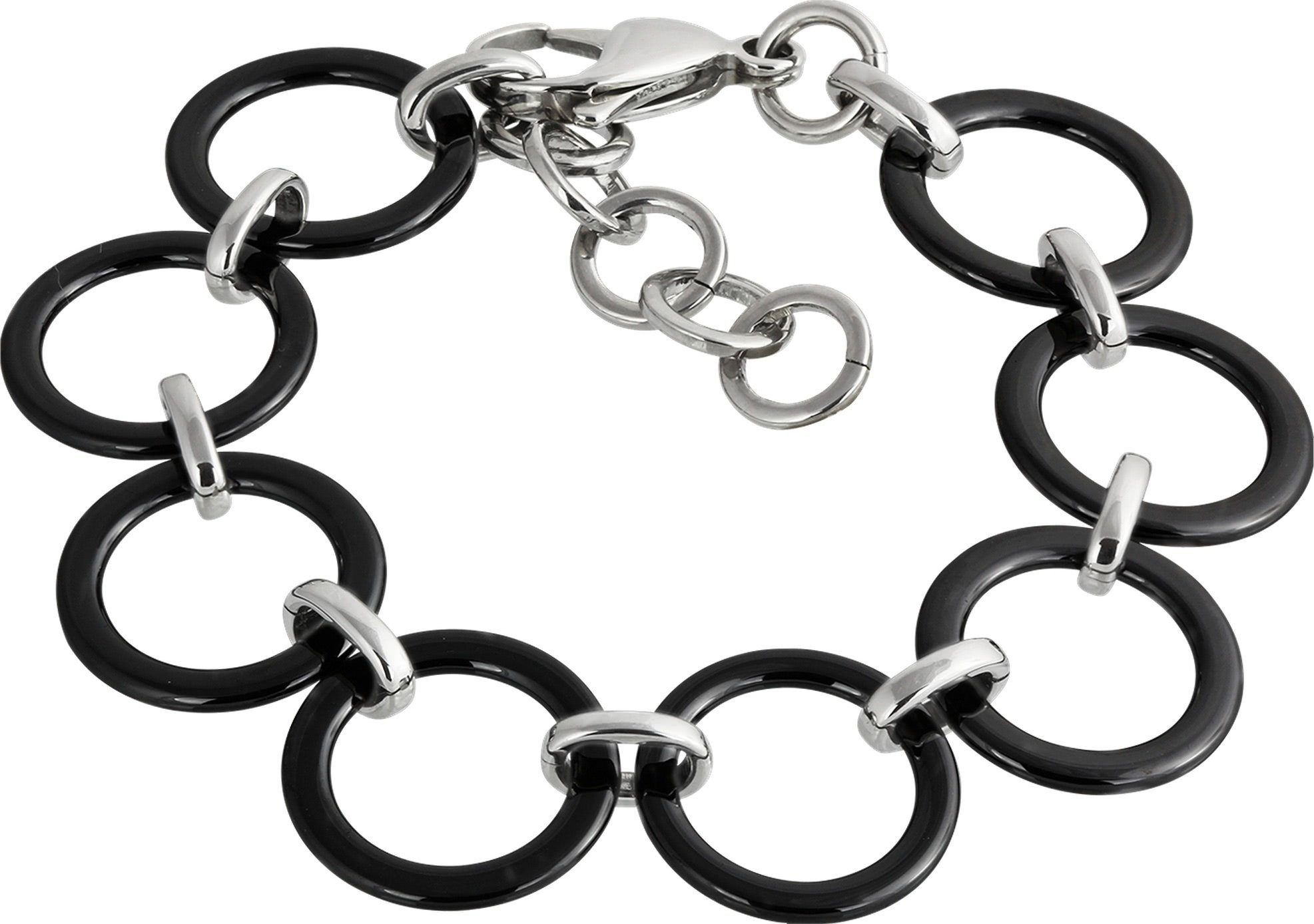 Amello Edelstahlarmband Amello Circle Armband silber für Edelstahl (Stainless (Armband), Steel) Armbänder schwarz Damen