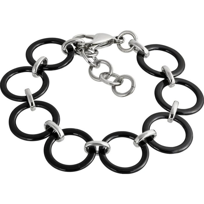Amello Edelstahlarmband Amello Circle Armband silber schwarz (Armband) Armbänder für Damen Edelstahl (Stainless Steel)