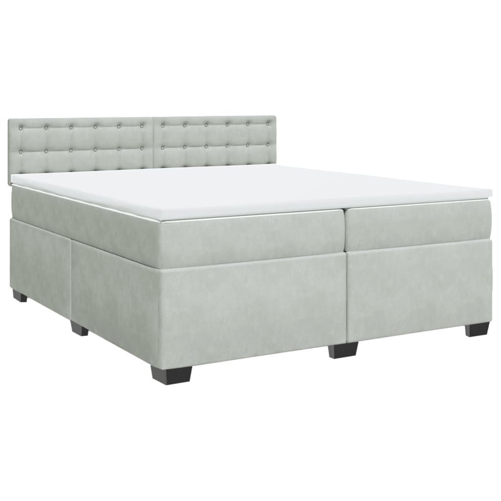 Bett Boxspringbett mit Matratze Hellgrau 200x200 cm Samt