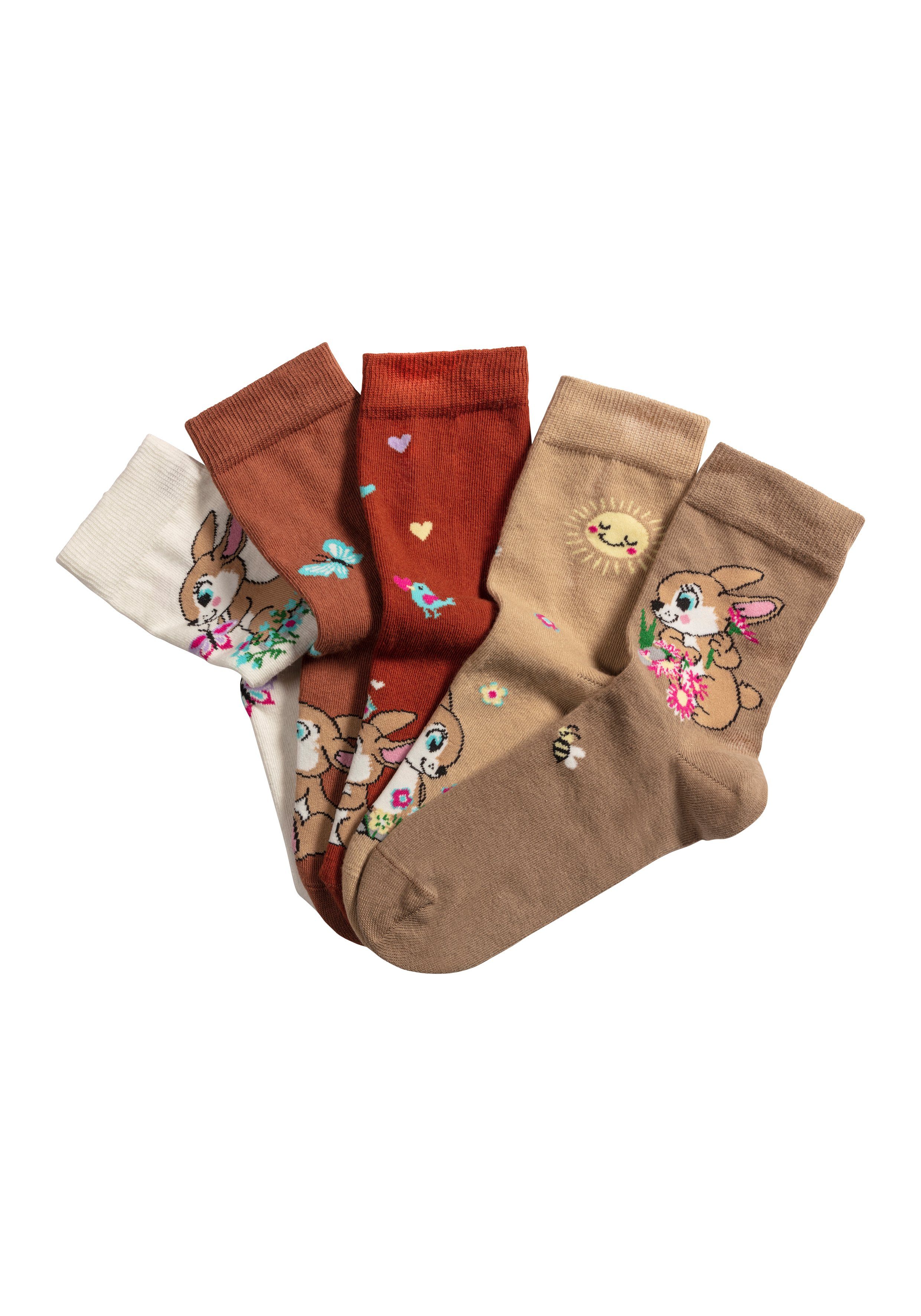 H.I.S Basicsocken (Packung, 5-Paar) mit Hasen Motiven