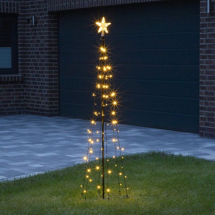 MARELIDA LED Baum LED Lichterbaum mit Stern Weihnachtsbaum 1 8m 106LED für Außen Garten Terrasse LED Classic warmweiß (2100K bis 3000K)