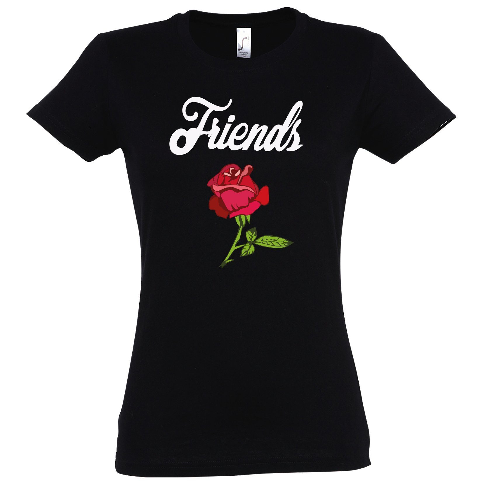 Couples Shop T-Shirt Best Friends BFF Rose Damen T-Shirt Freunde Set mit trendigem Frontprint