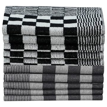 vidaXL Handtuch 10-tlg Handtuch-Set Schwarz und Weiß Baumwolle Geschirrtücher Gästetüc