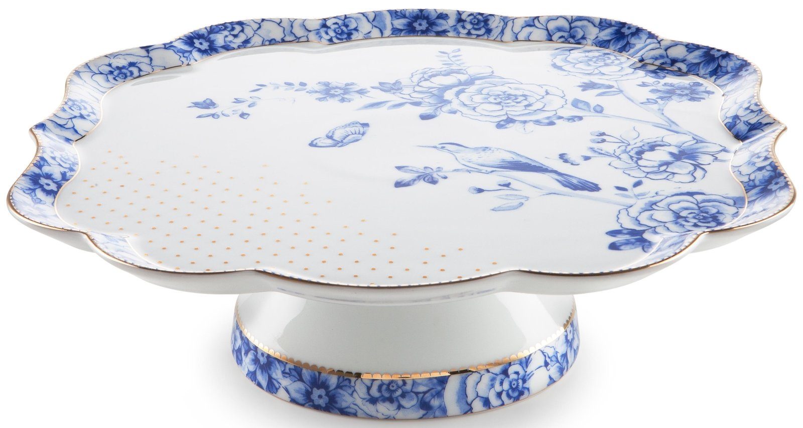 PiP Studio Tortenplatte Royal White Tortenplatte auf Fuss 24 cm, Porzellan, (Platten), Mini Cake Tray Royal White 24x24cm