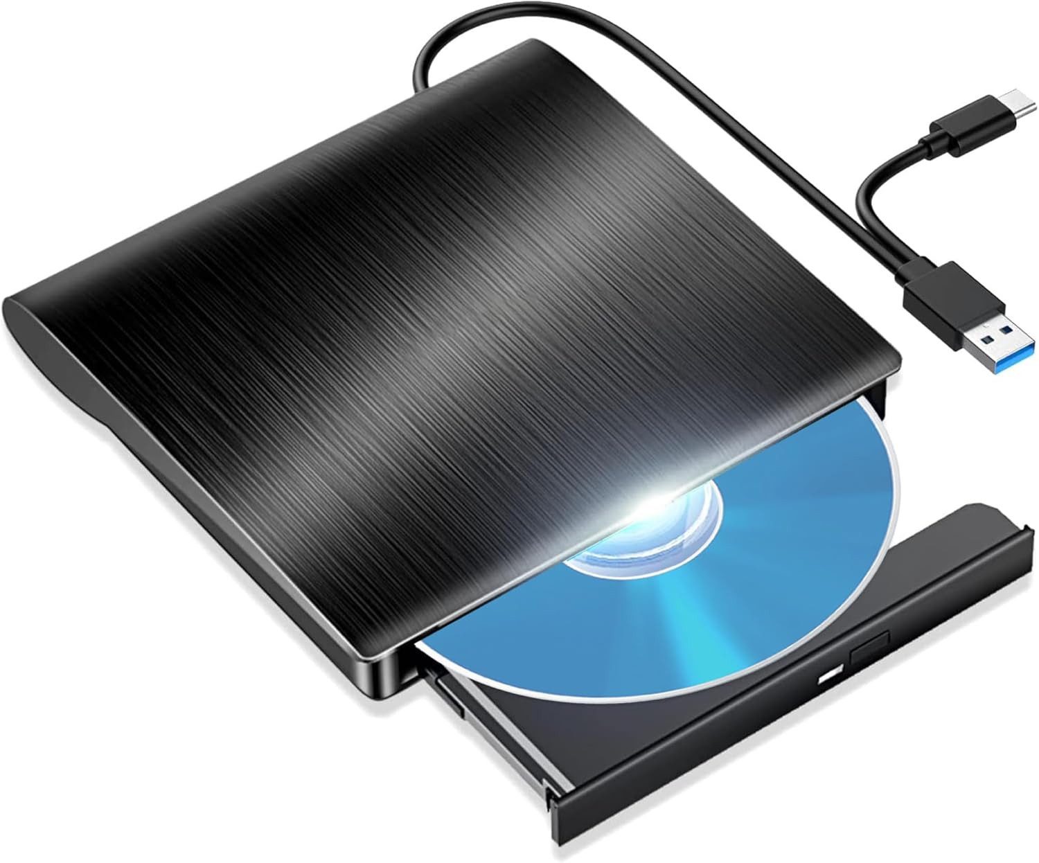Externes CD DVD Laufwerk USB 3.0 Typ-C, Slim CD DVD RW Brenner DVD-Brenner