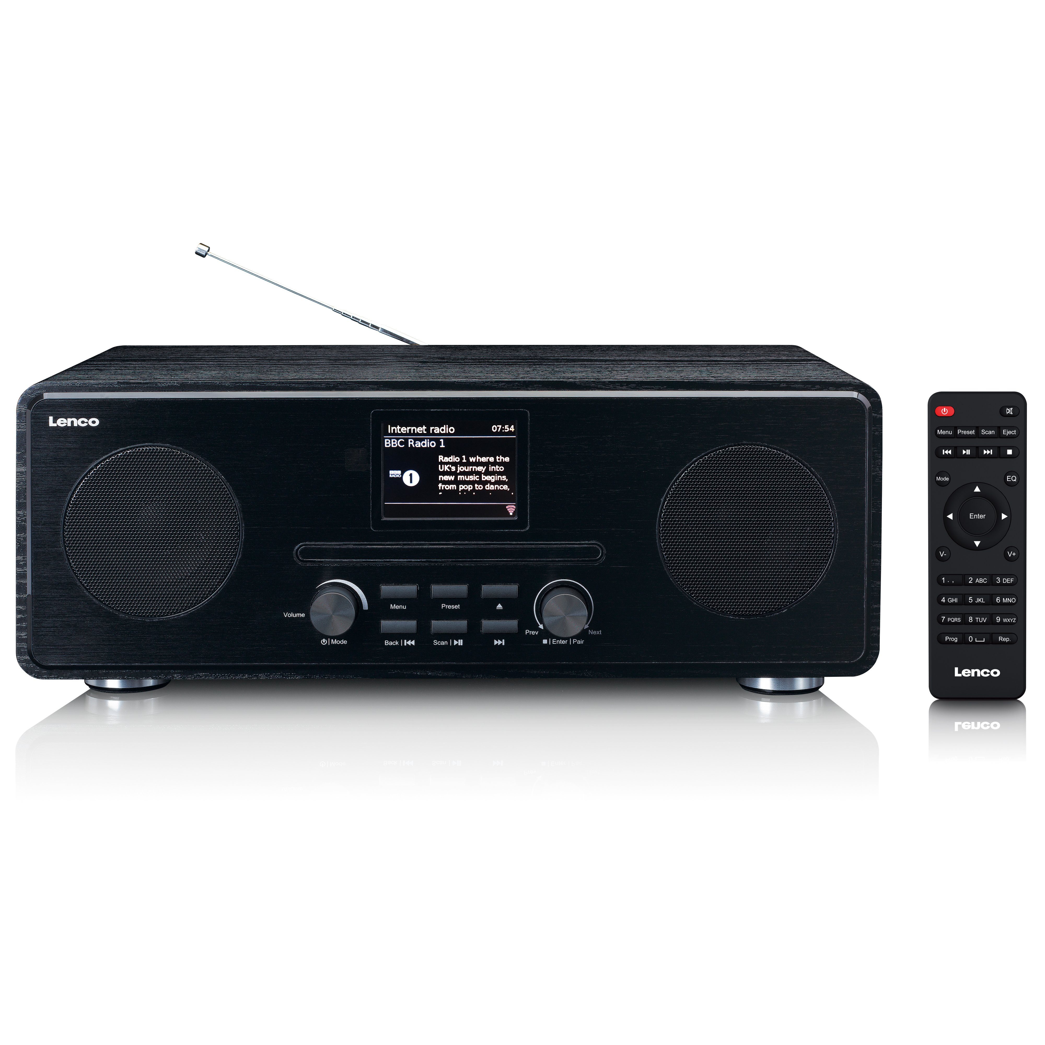 Lenco DIR-261BK Digitalradio (DAB) (DAB,DAB+,FM,Internet, 20 W, Internetradio mit 2x10 Watt RMS Lautsprecher, CD/MP3 und Farbdisplay)