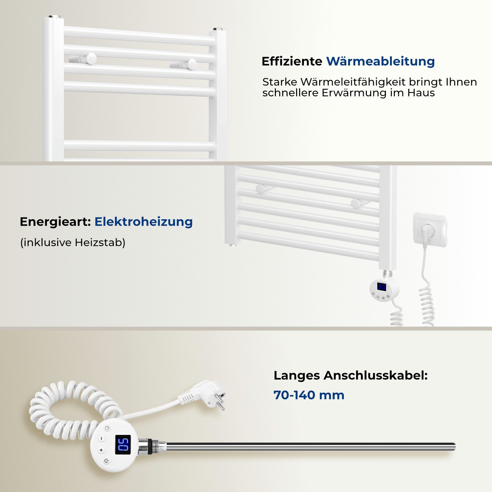 MEYKOERS Elektrischer Badheizkörper Elektro Handtuchwärmer Mit Thermostat W günstig online kaufen