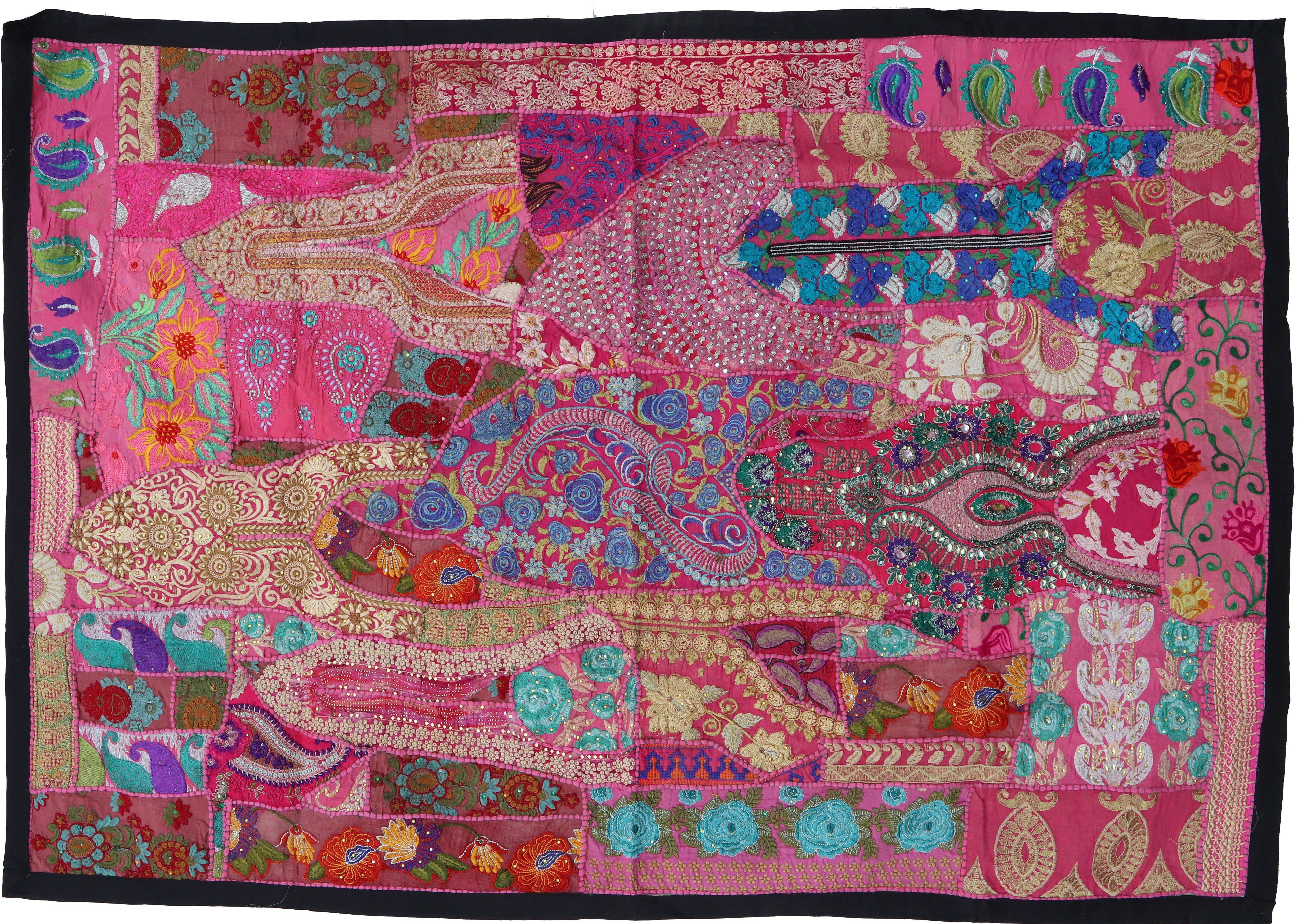 Guru-Shop Wandteppich Indischer Wandteppich Patchwork Wandbehang,.., Höhe: 100 mm