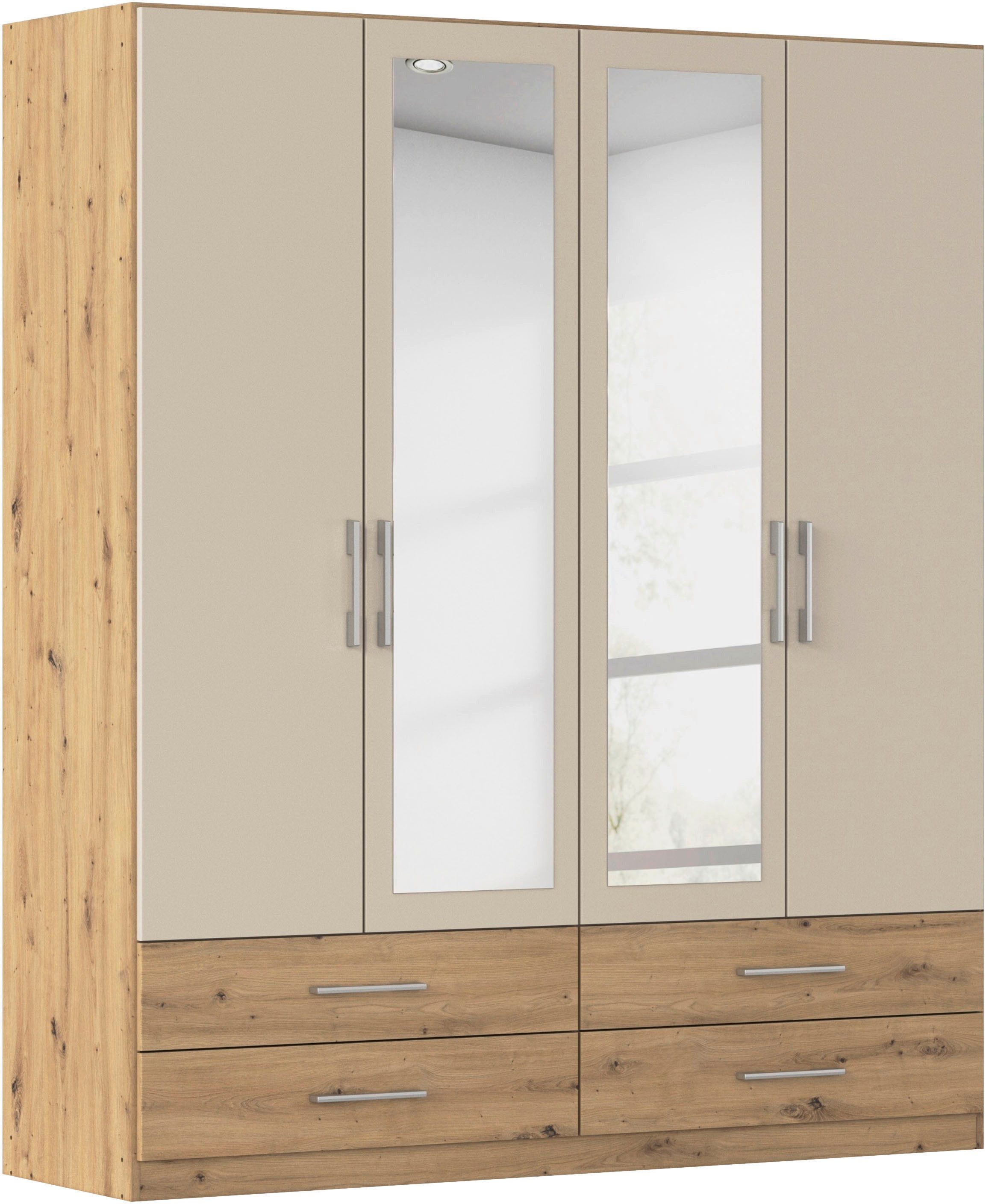 rauch Kleiderschrank Schrank Garderobenschrank Mehrzweckschrank Schlafzimmer HERSBRUCK (3 verschiedene Ausstattungen BASIC/CLASSIC/PREMIUM (inkl. SOFT-CLOSE) mit großzügigen Schubladen sowie Spiegeltüren MADE IN GERMANY