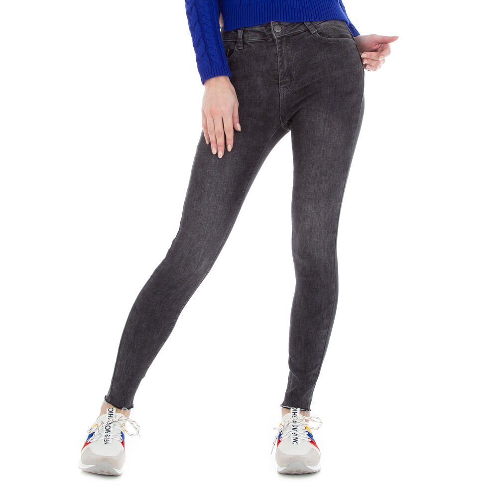 Skinny-fit-Jeans Stretch in Jeans Schwarz Skinny Ital-Design Freizeit Damen