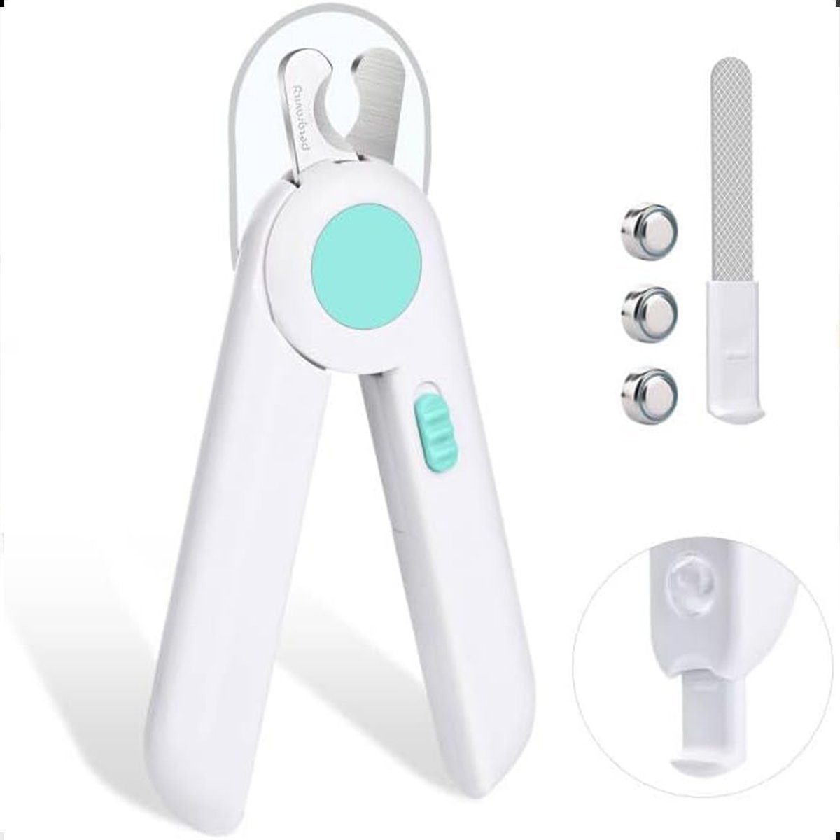 autolock Kräuterschere Nagelknipser mit Led-Licht Nagelfeile und Spritzfest, Krallenzange Krallenschneider Krallenschere für Hunde Katzen