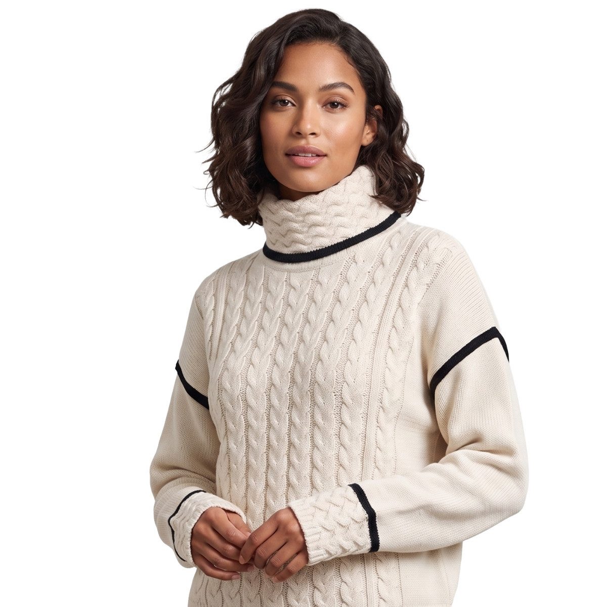 Saint James Wollpullover 5116 Damen Wollpullover „Swell“ mit Stehkragen und Strukturstrick