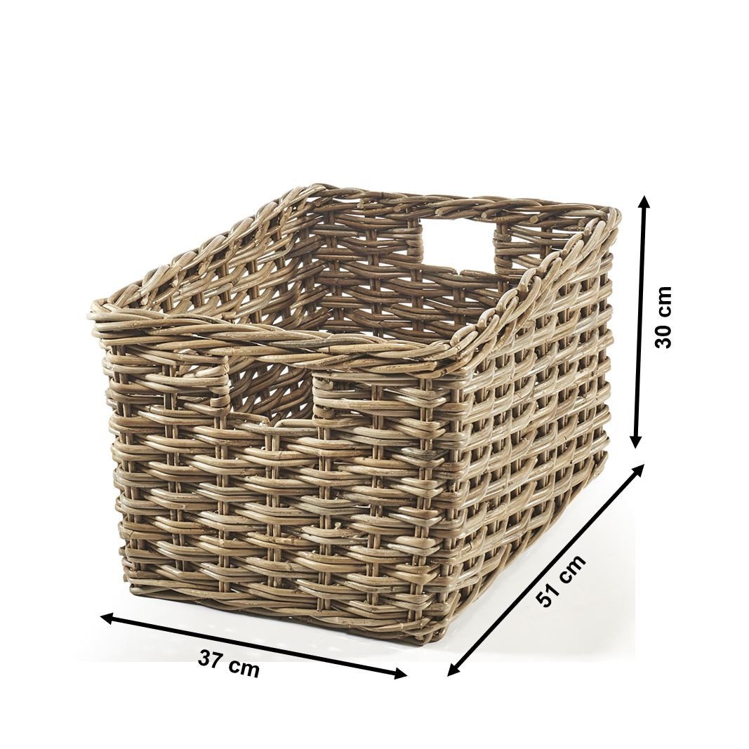 Kobolo Aufbewahrungskorb Regalkorb Rattan kubu mit Grifflöchern - Gr. L
