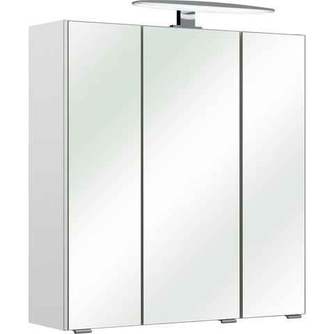 Saphir Spiegelschrank Quickset 953 Badschrank, 3 Spiegeltüren, 6 Einlegeböden, 65 cm breit inkl. LED-Beleuchtung, Türdämpfer, Schalter-/Steckdosenkombination