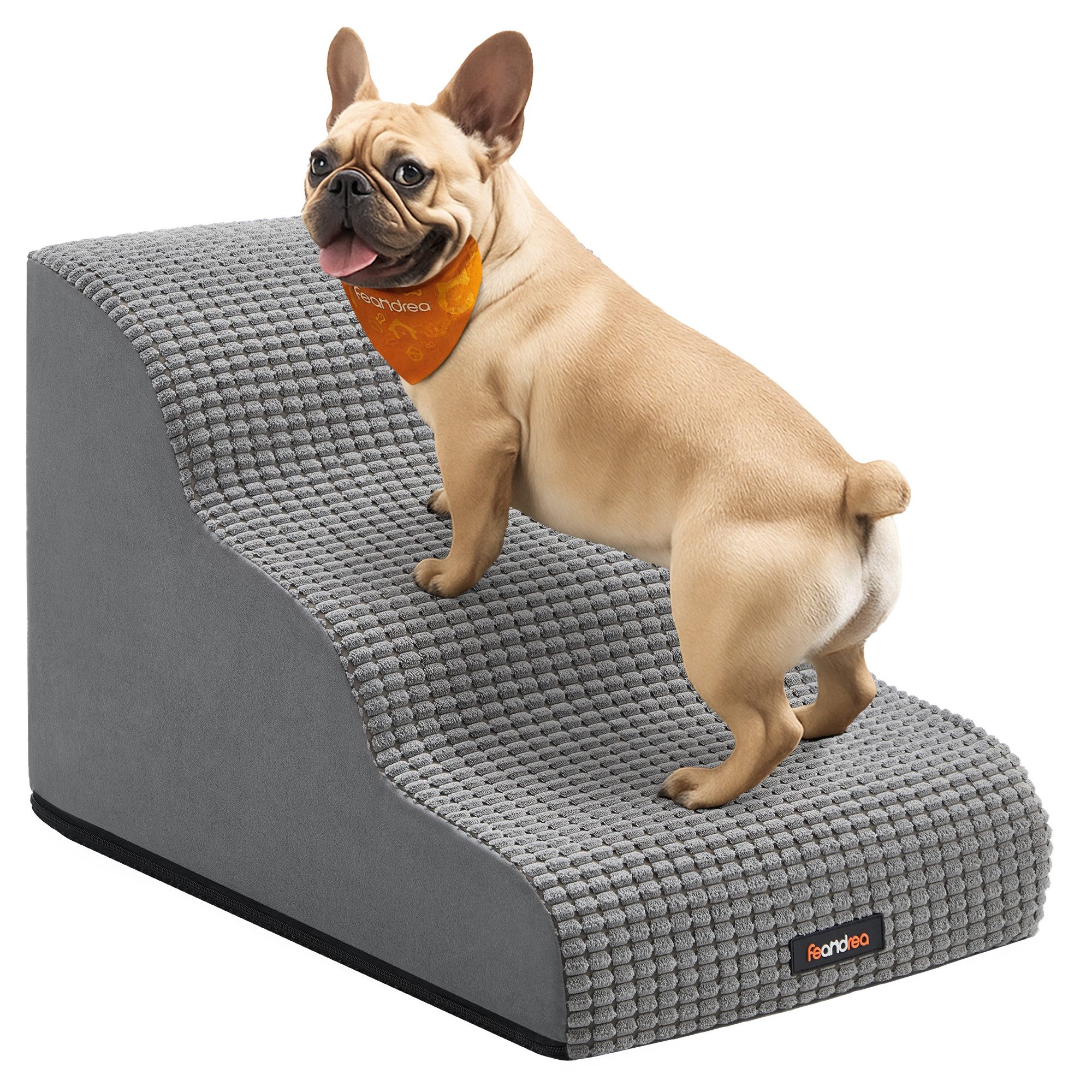 FEANDREA Haustiertreppe für Kleine Hunde für Sofa, Rutschfeste Hunderampe, Schaumstoff, 57 x 40 x 40 cm