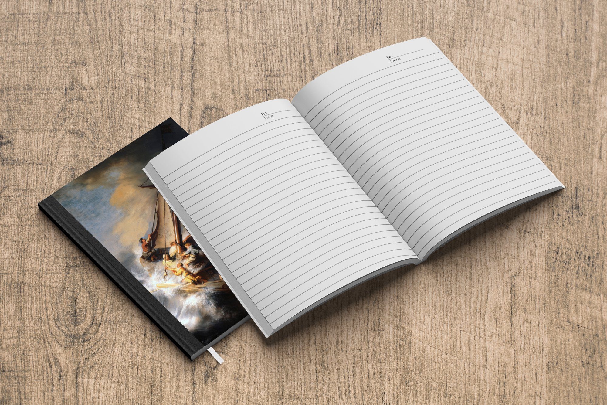 MuchoWow Notizbuch A5, Rembrandt Rijn, Genezareth auf van Der See Sturm Journal, - Tagebuch, Haushaltsbuch Notizheft, dem 98 Merkzettel, von Gemälde Seiten