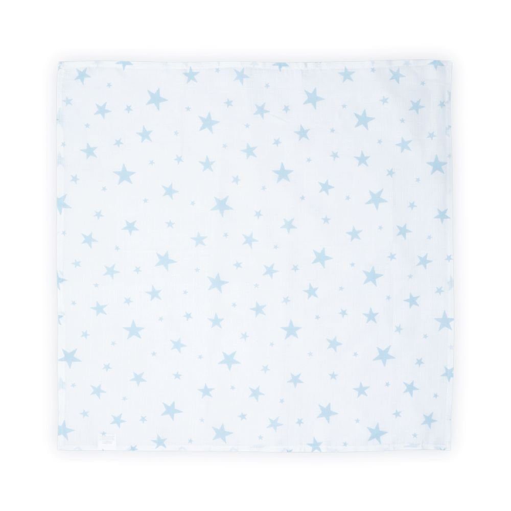 Babydecke Wickeldecke Musselin, Lorelli, Baumwolle, Größe 80 x 80 cm, ab Geburt blau Sterne