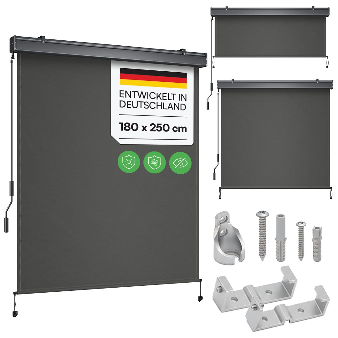 STEELSØN Senkrechtmarkise Azurian, Sichtschutz, Windschutz, Sonnenschutz (Anthrazit, 180x250 cm) Vertikalmarkise, verfügbar in verschiedenen Größen