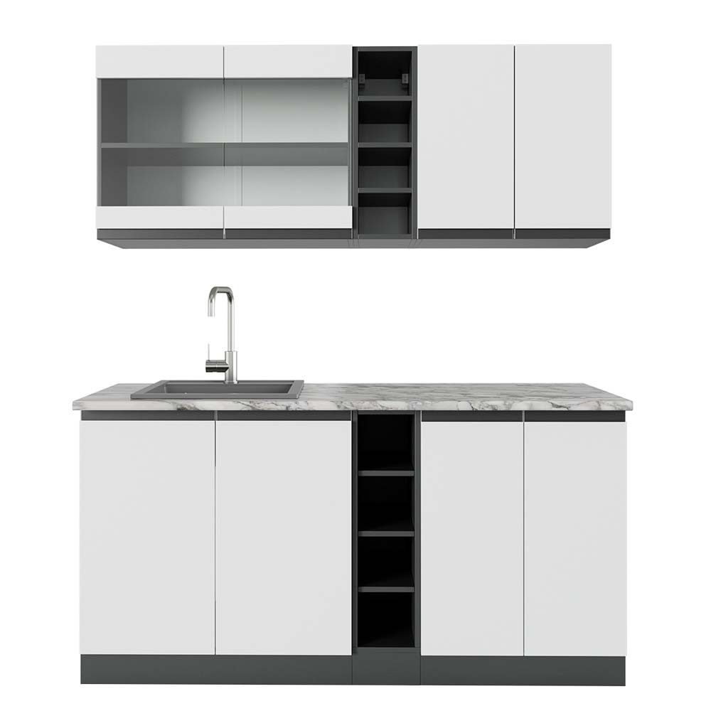 Vicco Küchenzeile R-Line, Weiß/Anthrazit, 160 cm, günstig online kaufen