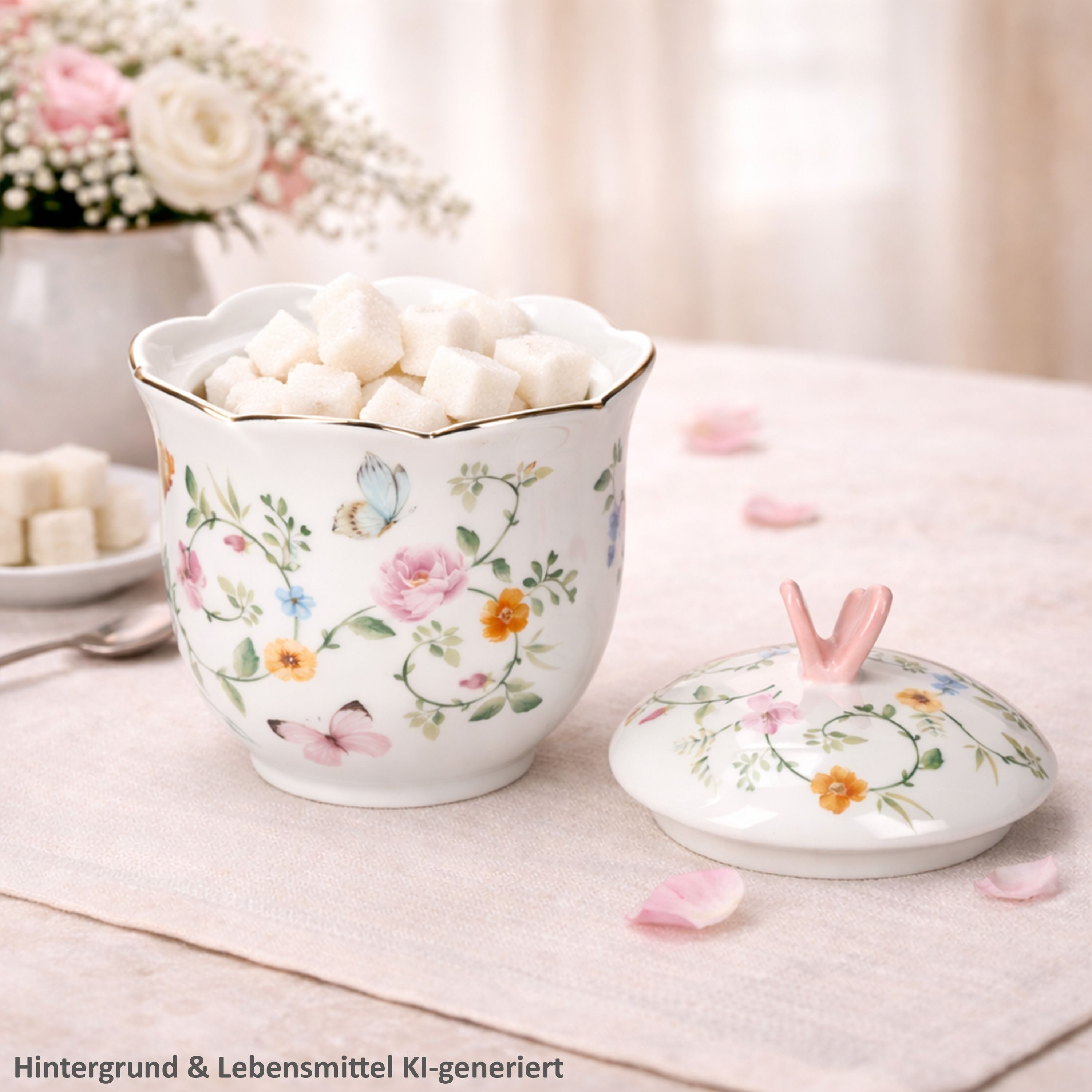 MamboCat Milch- und Zuckerset MamboCat Dancing Butterflies Zuckerdose mit Deckel Schmetterling, Porzellan