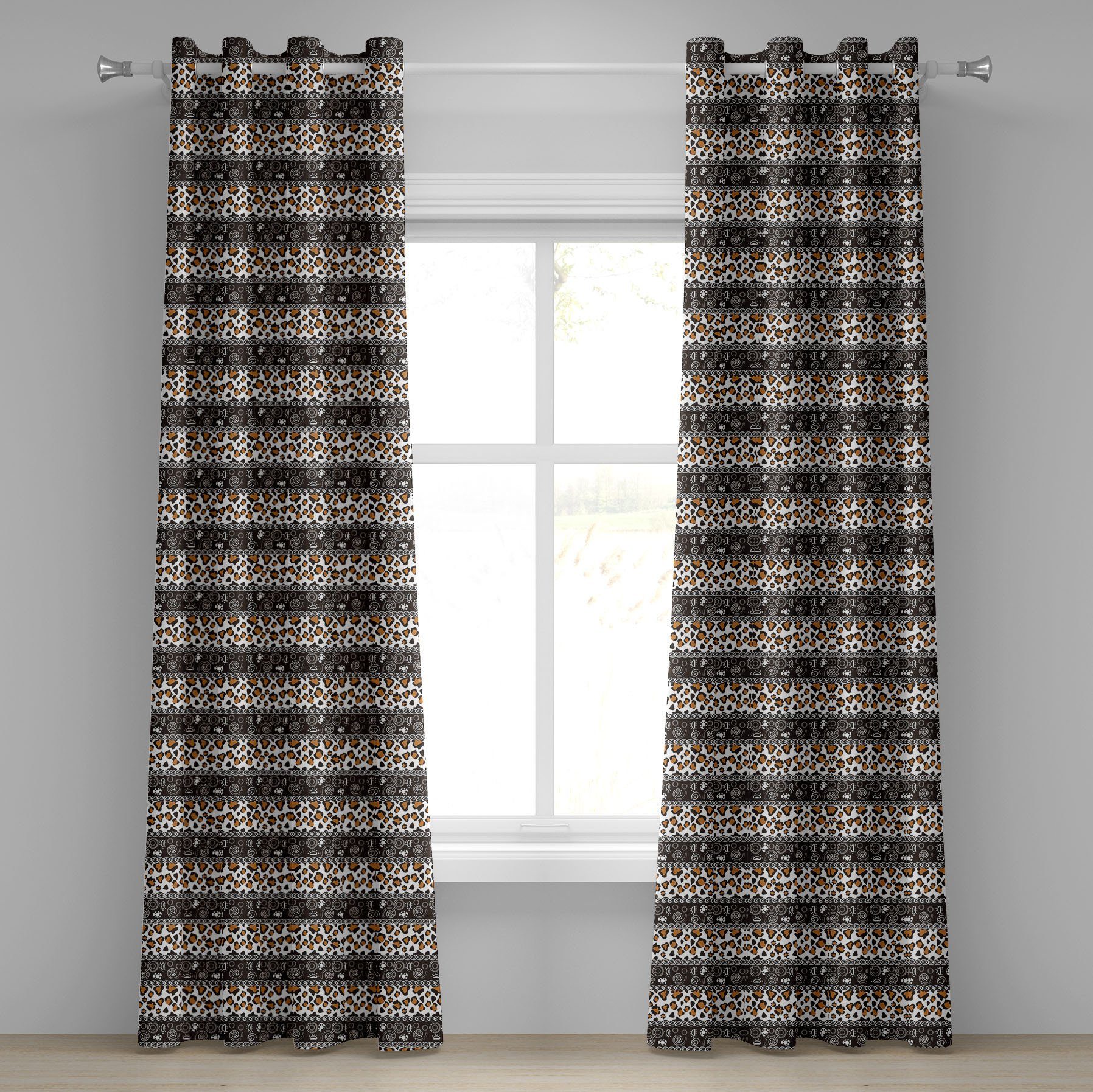 Gardine Dekorative 2-Panel-Fenstervorhänge für Schlafzimmer Wohnzimmer, Abakuhaus, Sambia Gepard-Muster