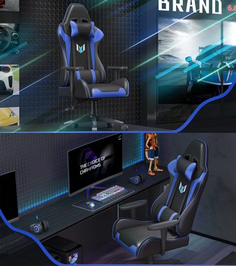 BIGZZIA Gaming Chair Gamer Stühle mit Lendenkissen, Höhenverstellbar, mit Kopfstütze, Computerstuhl Ergonomisch