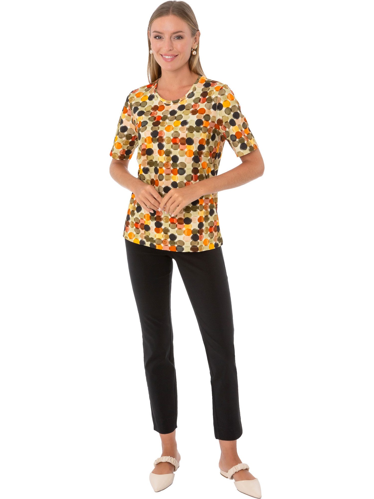 Estefania for woman Kurzarmshirt 194-1231, mit bunten Kreisen