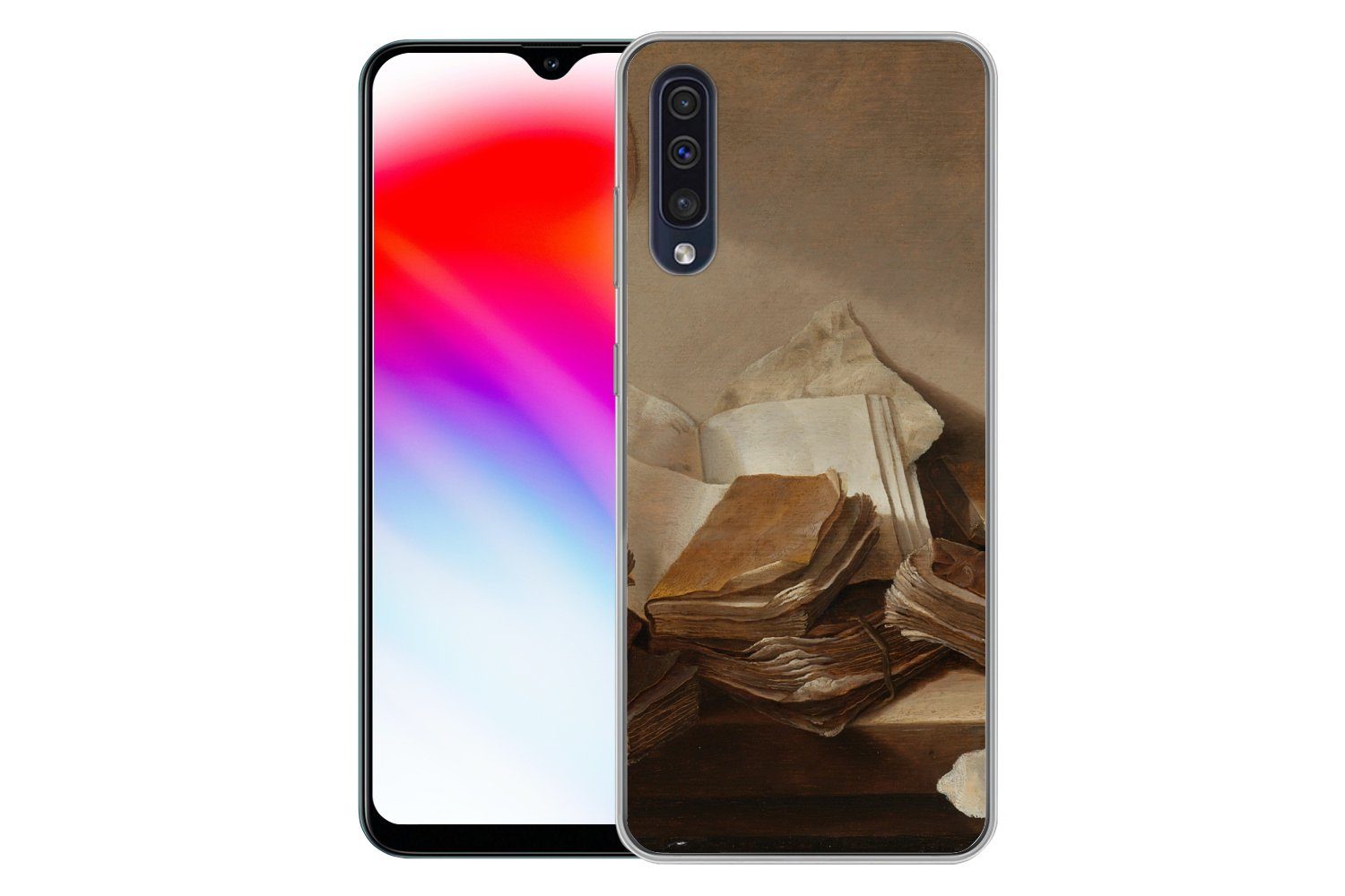 MuchoWow Handyhülle für Samsung Galaxy A30s Stilleben mit Büchern - Gemälde von Jan Davids, Smartphone-Bumper, Print, Handy Schutzhülle Dünn