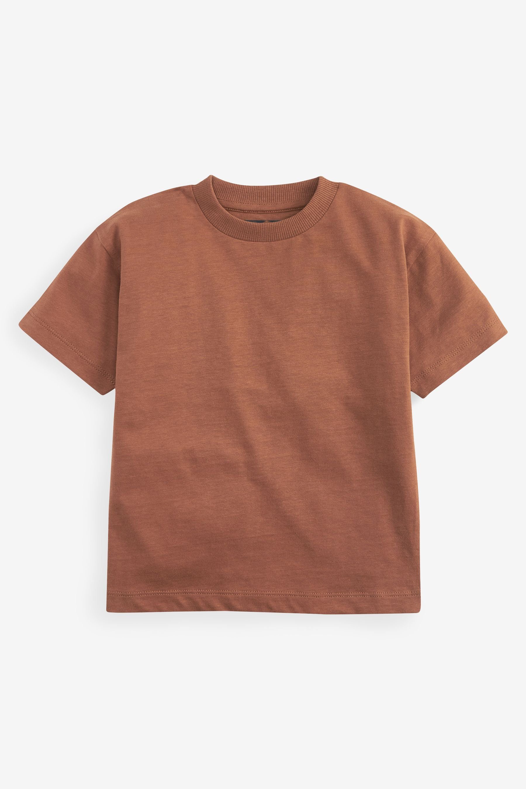 Blue/Brown Next (5-tlg) schlichte T-Shirt Oversized im Kurzärmelige T-Shirts 5er-Pack