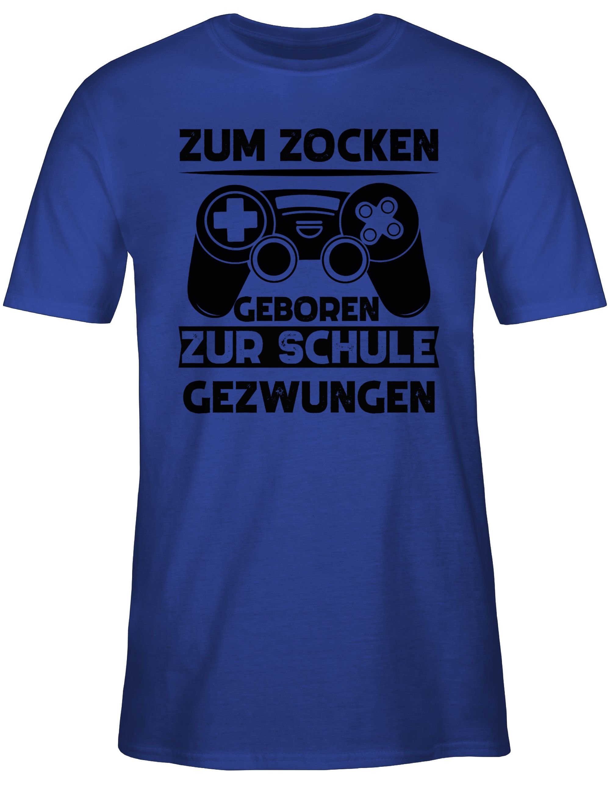 Royalblau Nerd gezwungen 2 zocken Geschenke zur T-Shirt Schule Zum Shirtracer geboren