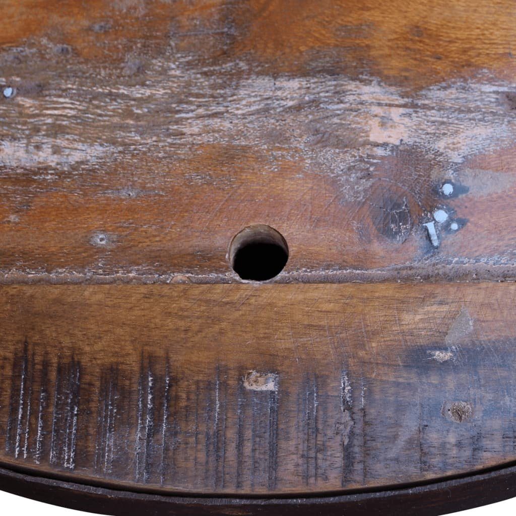 Holz aus Tischplatte Couchtisch in Stahlrahmen braun. (Set), aus möbelando Antik-Finish Zaisenhausen mit und recyceltem Set