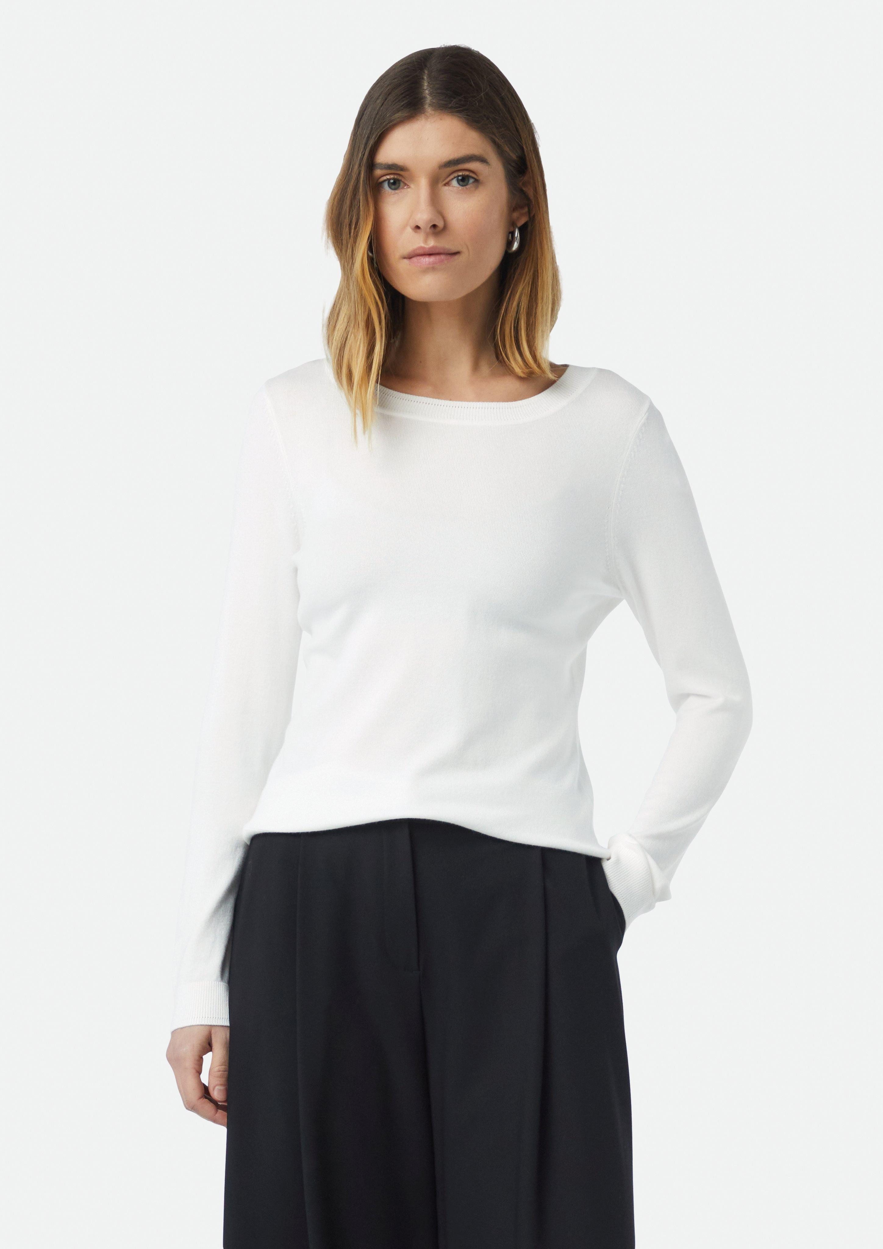 Comma Langarmshirt Feinstrickpullover mit dekorativen Bündchen günstig online kaufen