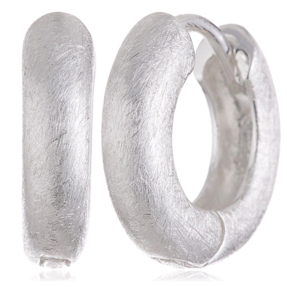 Vinani Paar Creolen, Vinani Klapp-Creolen rund gebürstet Sterling Silber 925 Ohrringe CRG