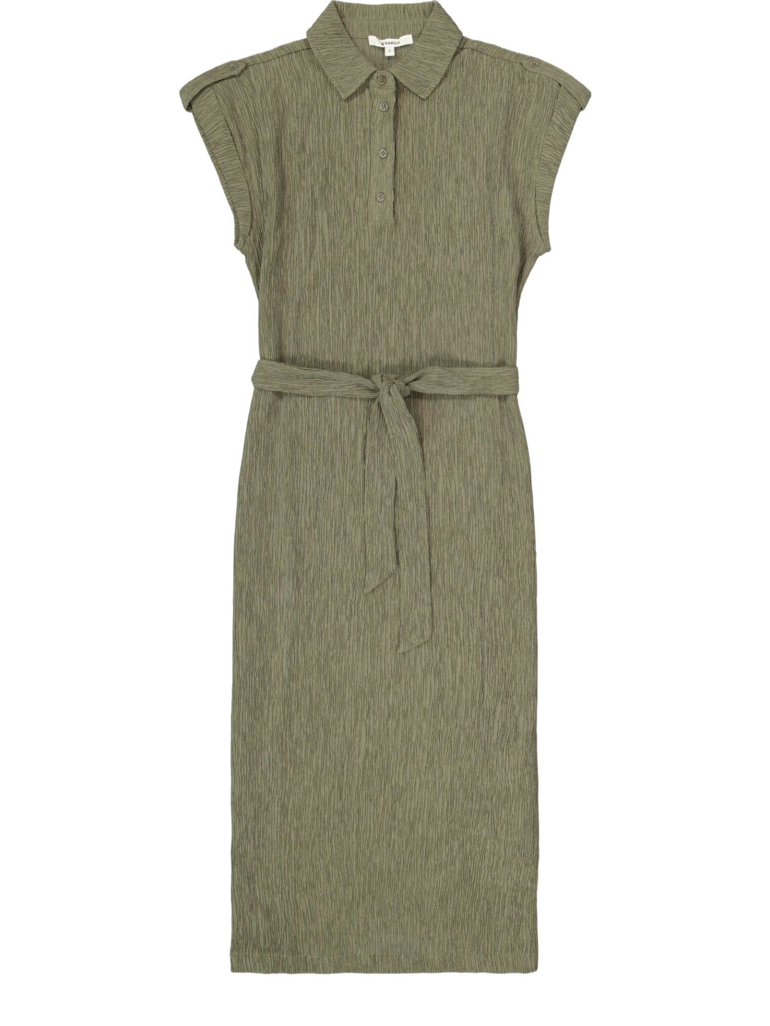 Garcia Partykleid grün,Casual,Lyocell,Strukturiert,Polokragen,Kurz,Regular Fit