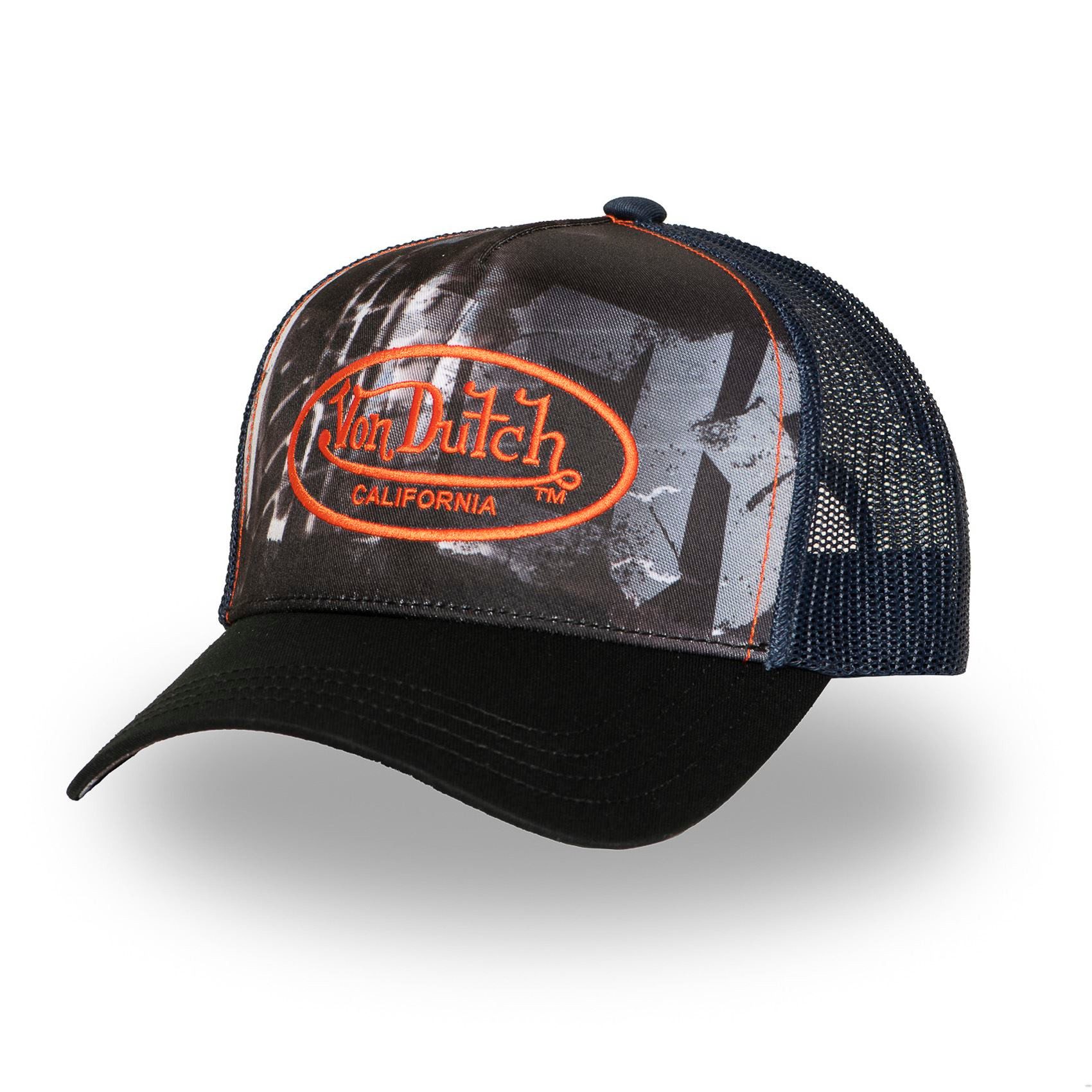 Von Dutch Trucker Cap Von Dutch Originals Trucker Cap CALIFORNIA Motor Skull Rock USA Racing (Basecap, Meshcap, Trucker Kappe) Sublimationsdruck auf Krone und Schirmunterseite