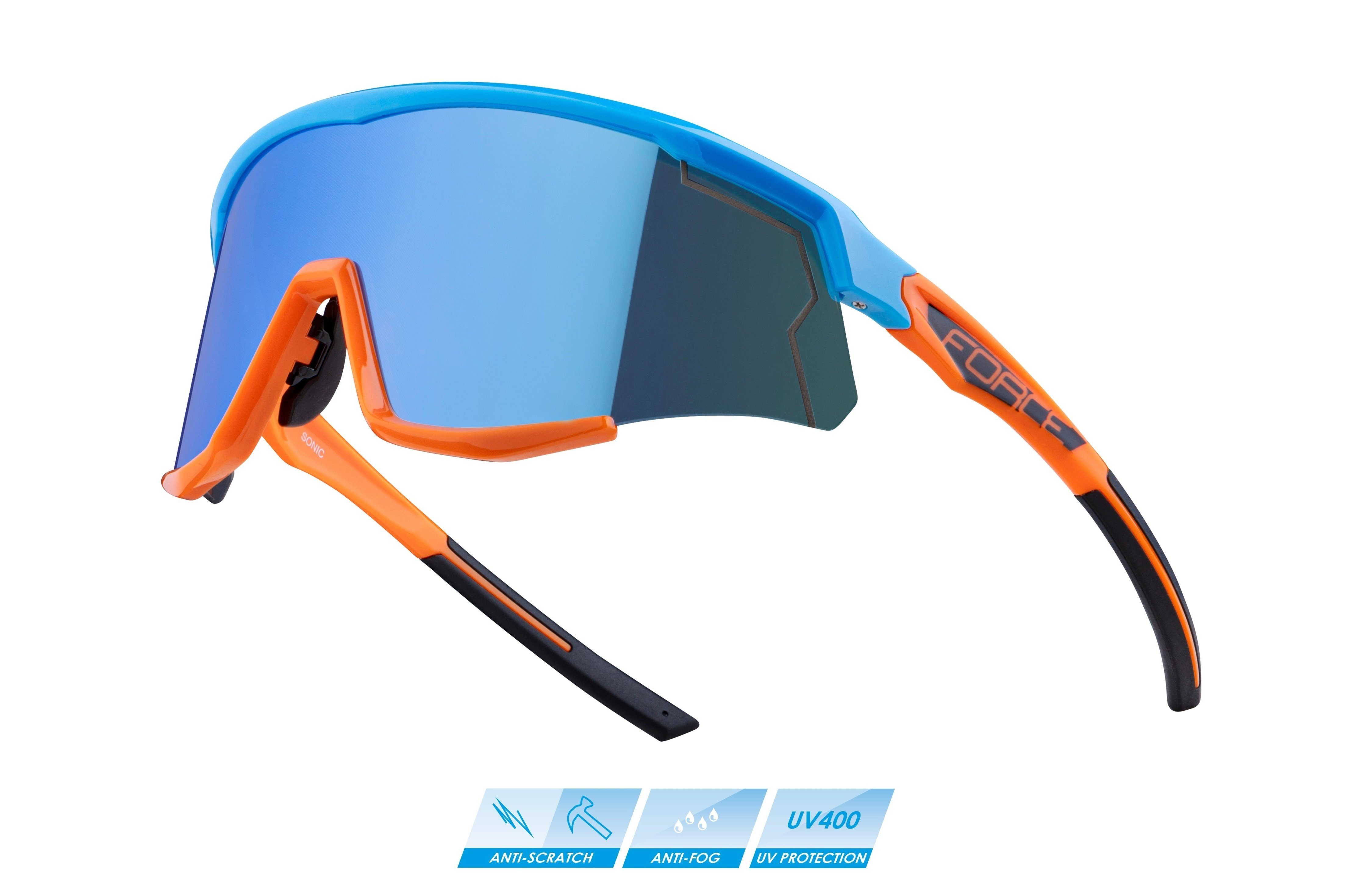 FORCE blau-orange SONIC Fahrradbrille FORCE Sonnenbrille