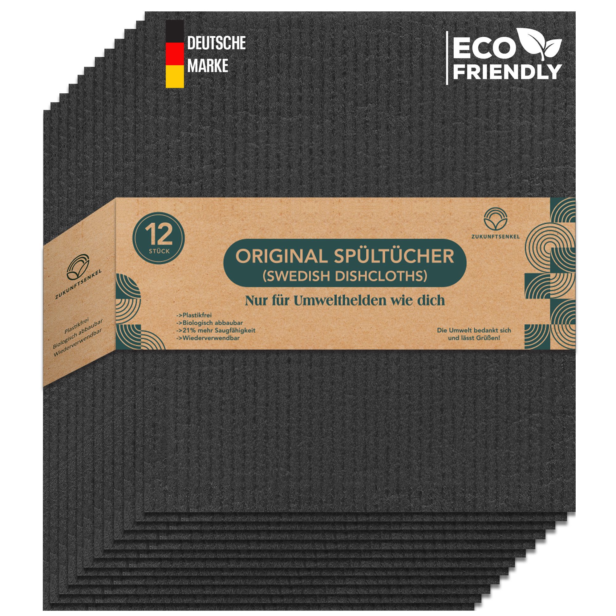 ZUKUNFTSENKEL Schwammtuch Nachhaltige Schwammtücher Spültücher, Waschbar, Wiederverwendbar