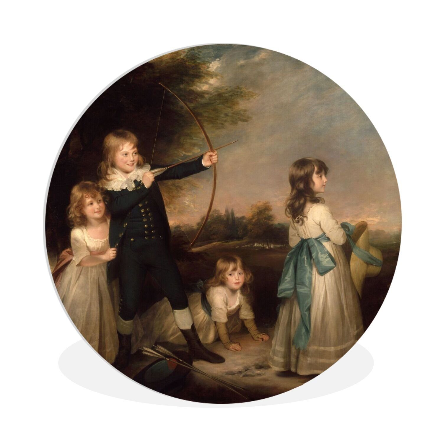 MuchoWow Gemälde Die Oddie-Kinder - Gemälde von William Beechey, (1 St), Kreis Wanddekoration Forex, Rundes Wandbild, Wohnzimmer, 30x30 cm