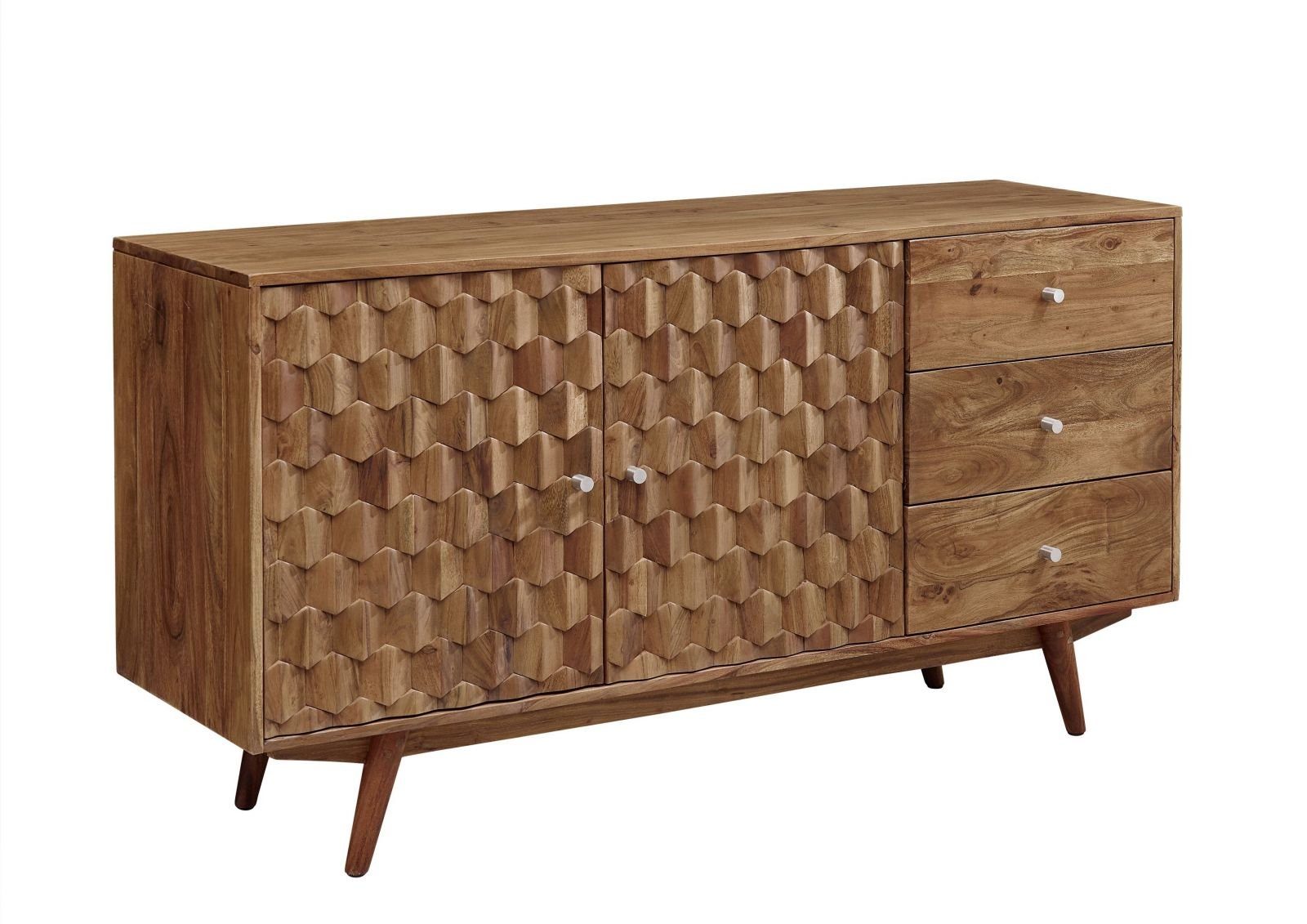 Massivmoebel24 Sideboard MOSAYK Akazie Massivholz natur (Massivholz montiert 57 kg MOSAYK #106), Akazie 145x42x75 cm (BxTxH) natur lackiert