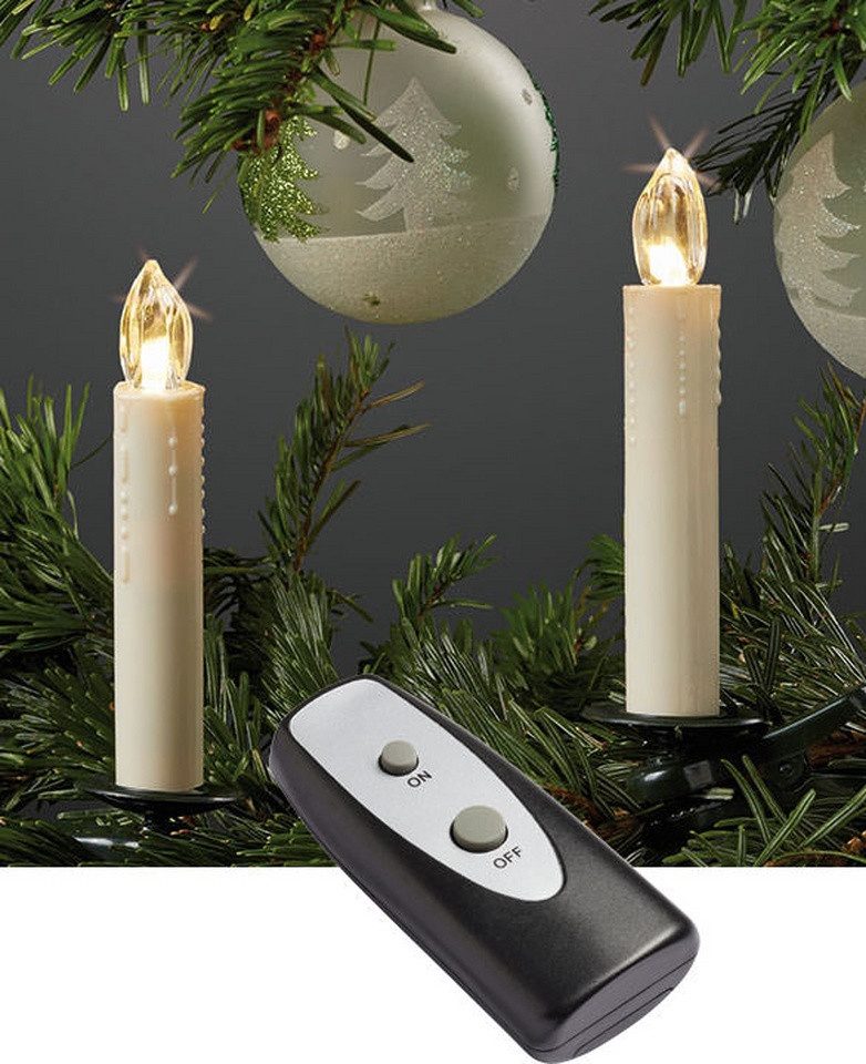 Hellum LED-Christbaumkerzen, Weiß 10 Stück IP20 Batteriebetrieben mit Leuchtmittel