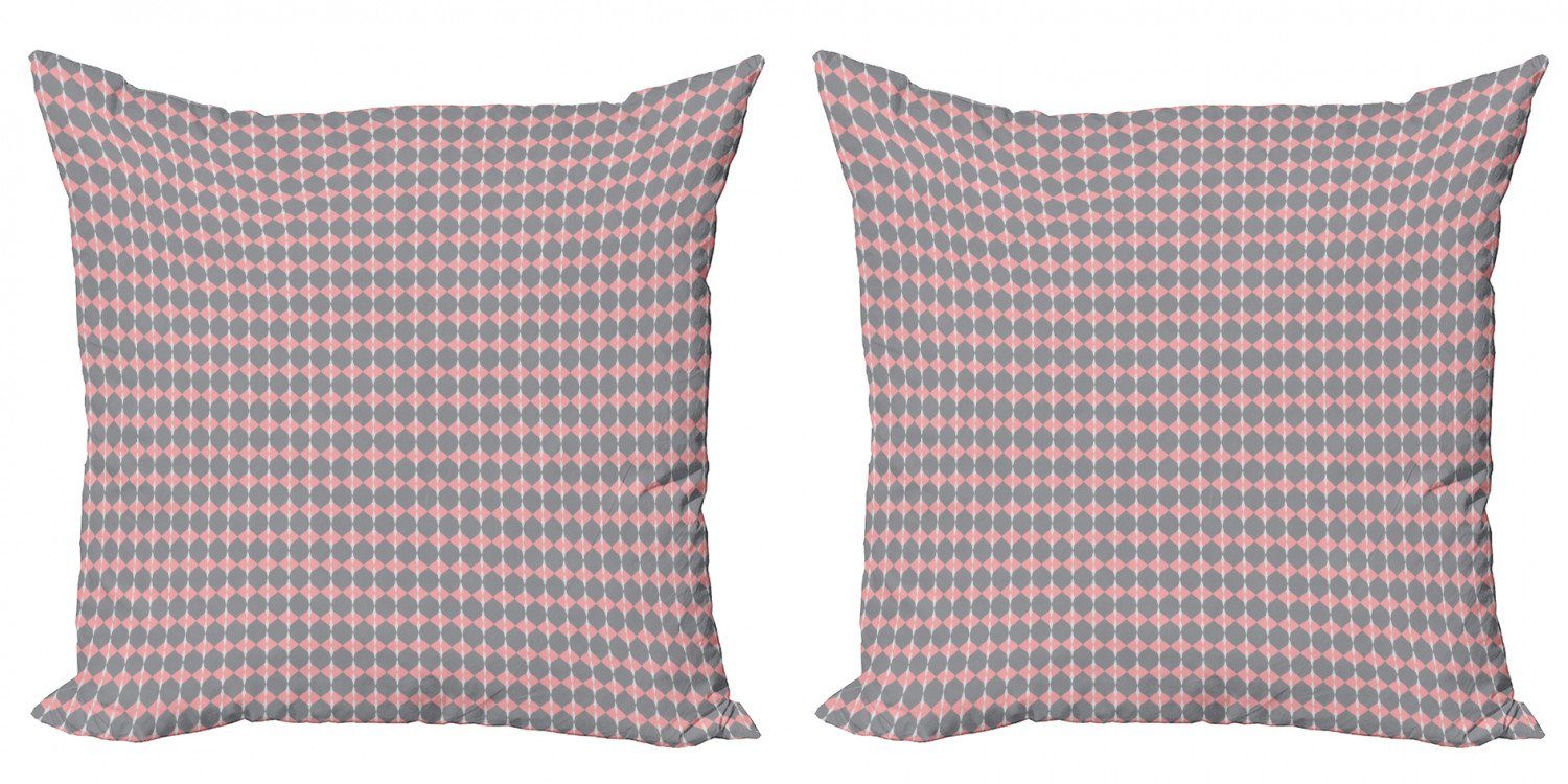 Kissenbezüge Modern Accent Doppelseitiger Digitaldruck, Abakuhaus (2 Stück), Geometrisch Rund umrandete rosa Rhombus | Kissenbezüge